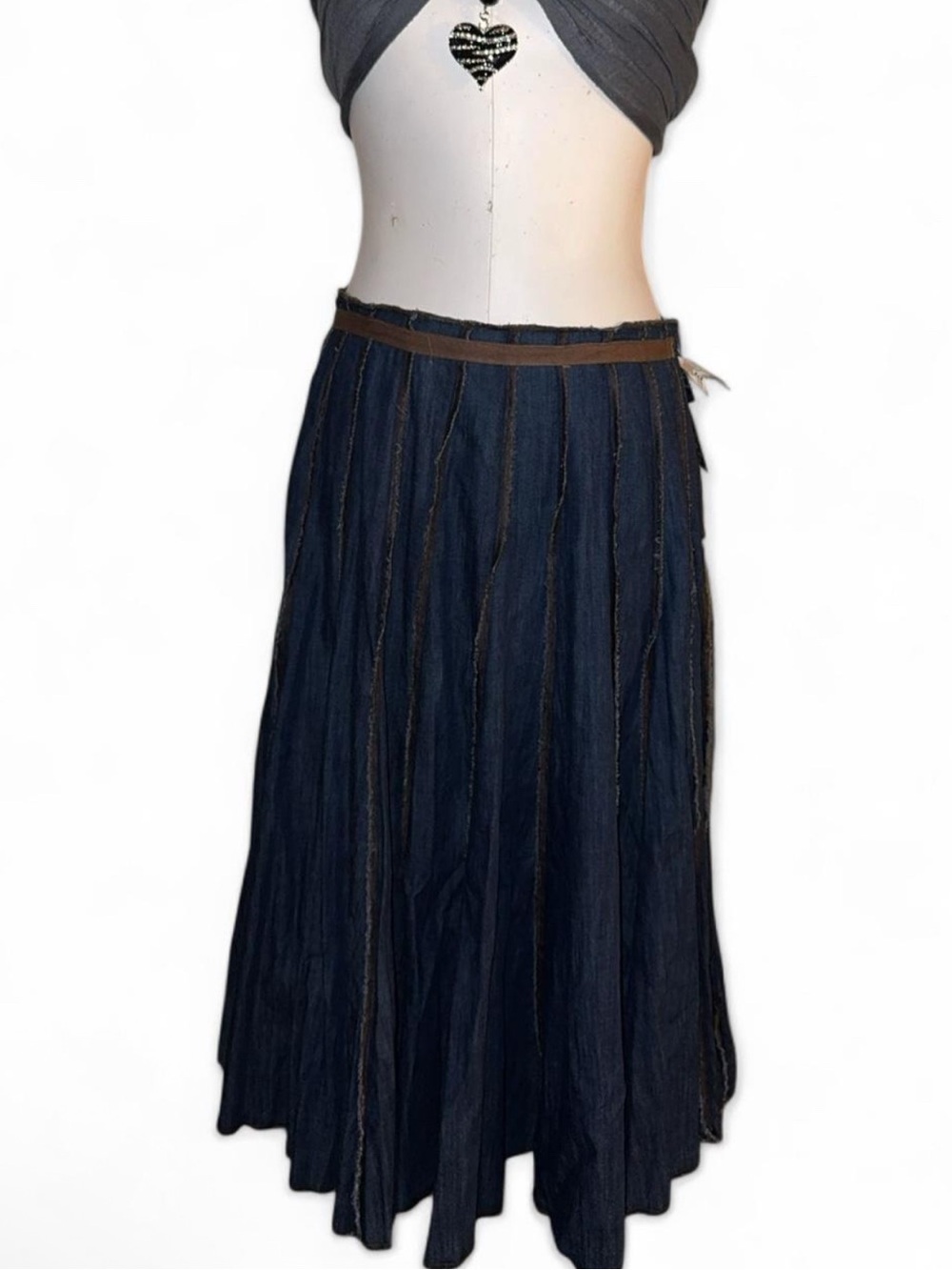 Deadstock cotton indigo blue maxi skirt